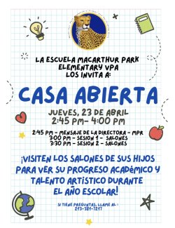 Open House flyer spanish